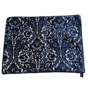 Rodeo Home Blue Velvet Floral Brocade Traditional Decorative Pillow Cover
